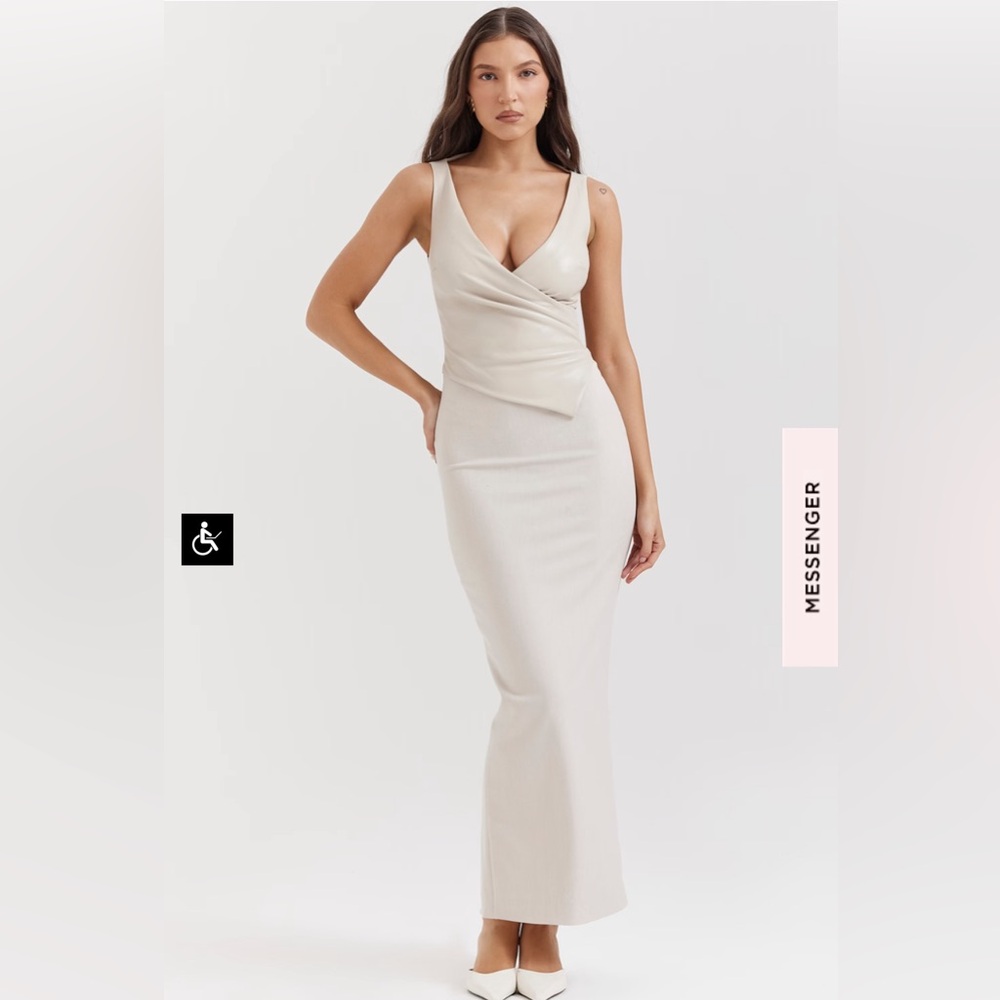 House of CB, LARIA
ECRU VEGAN LEATHER MAXI DRESS (size S)